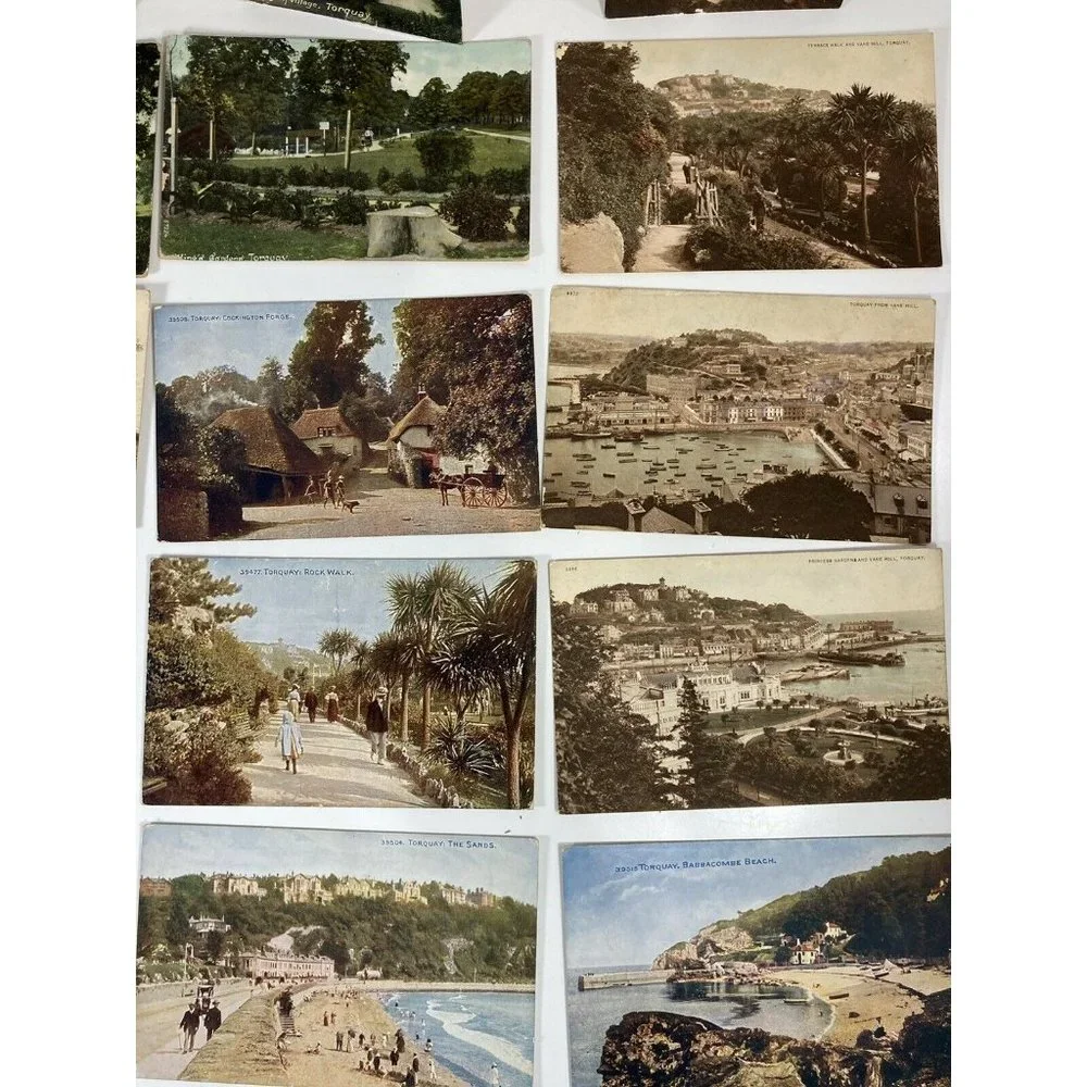 28 Vtg Postcards Torquay England Sands Cove Waldon West Front Beach Lot 1900s